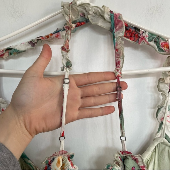 Anthropologie Chiffon Shift Midi Dress Boho Floral Ruffle Wire Neckline Flowy XL - Picture 9 of 15